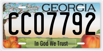 GA license plate CCO7792
