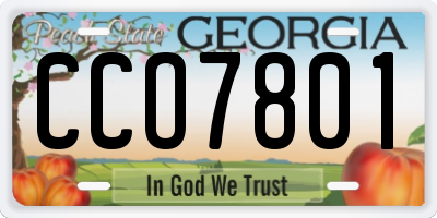 GA license plate CCO7801