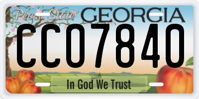 GA license plate CCO7840