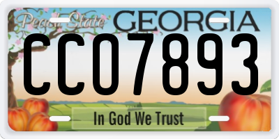 GA license plate CCO7893