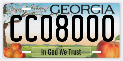GA license plate CCO8000