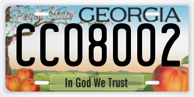 GA license plate CCO8002