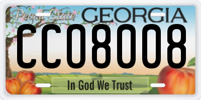 GA license plate CCO8008