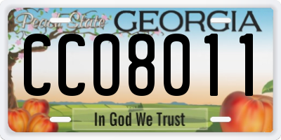 GA license plate CCO8011