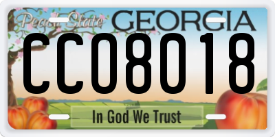 GA license plate CCO8018