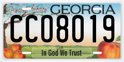 GA license plate CCO8019