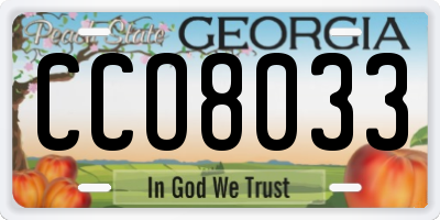 GA license plate CCO8033