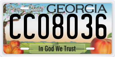 GA license plate CCO8036