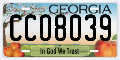 GA license plate CCO8039