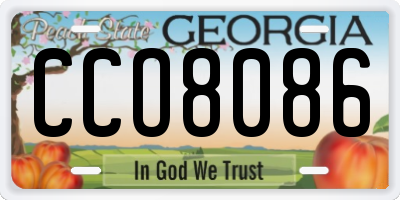 GA license plate CCO8086