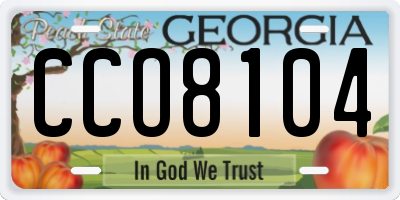 GA license plate CCO8104