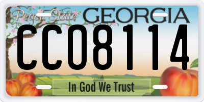 GA license plate CCO8114