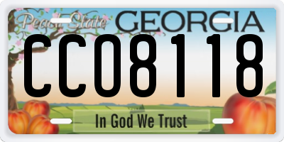 GA license plate CCO8118