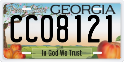 GA license plate CCO8121