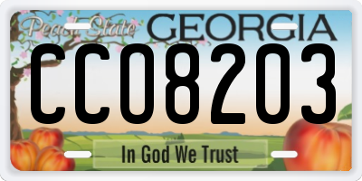 GA license plate CCO8203