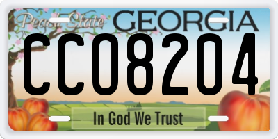 GA license plate CCO8204
