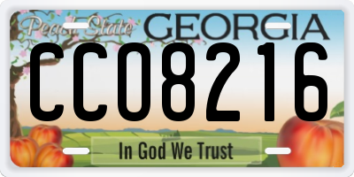 GA license plate CCO8216