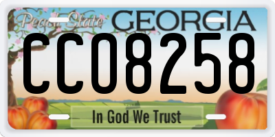 GA license plate CCO8258