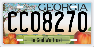 GA license plate CCO8270