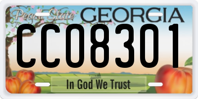 GA license plate CCO8301