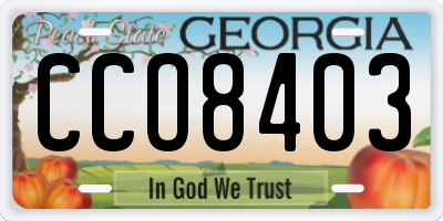 GA license plate CCO8403