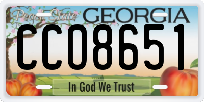 GA license plate CCO8651