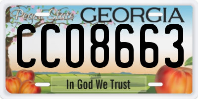GA license plate CCO8663