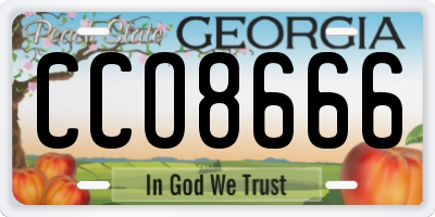 GA license plate CCO8666