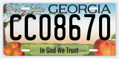 GA license plate CCO8670