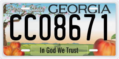 GA license plate CCO8671