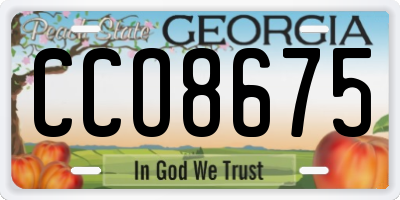 GA license plate CCO8675