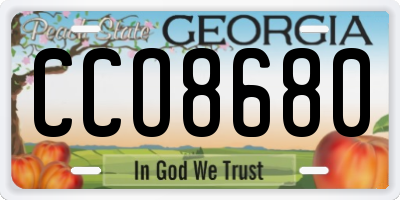 GA license plate CCO8680