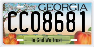 GA license plate CCO8681
