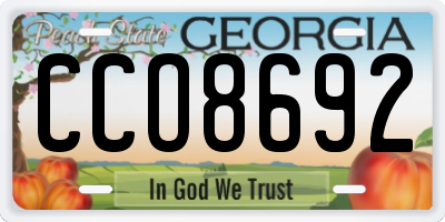 GA license plate CCO8692