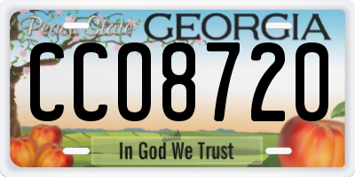 GA license plate CCO8720