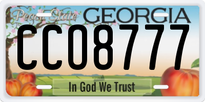 GA license plate CCO8777