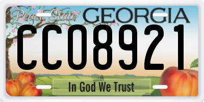 GA license plate CCO8921