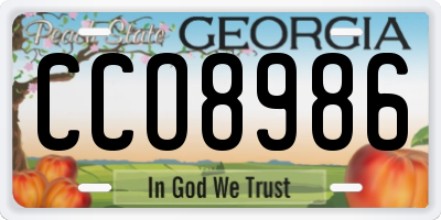 GA license plate CCO8986