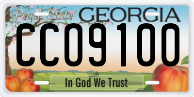 GA license plate CCO9100