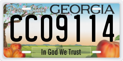 GA license plate CCO9114