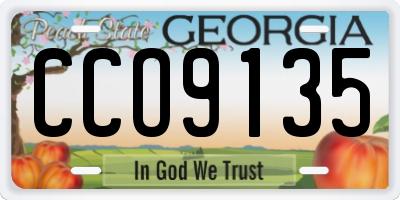 GA license plate CCO9135