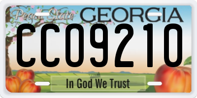 GA license plate CCO9210