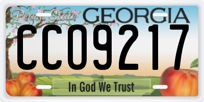 GA license plate CCO9217