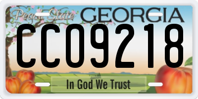GA license plate CCO9218