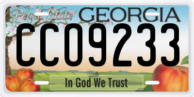 GA license plate CCO9233