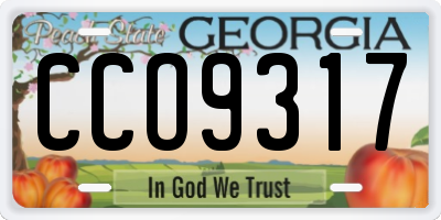 GA license plate CCO9317