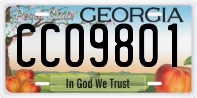 GA license plate CCO9801