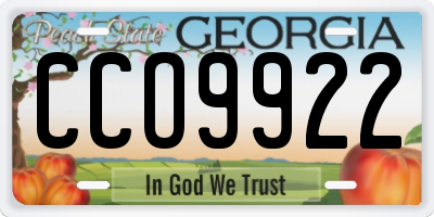 GA license plate CCO9922