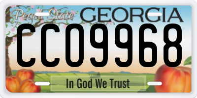 GA license plate CCO9968