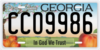GA license plate CCO9986